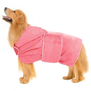 Avont Peignoir pour Chien Hautement Absorbant, Serviettes de Bain de Chien et Chat avec Ceinture Réglable -Rose (XXXL) (Suixi Store, neuf)