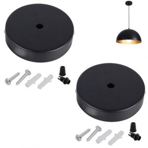 Auvent de Plafond, Rosace Plafond Noir Cache Fil, Plafond Noire Plafond en Métal Cache Fil, Boîte de Jonction en Laiton pour Baldaquin, pour Maison Jardin Suspension Ou Lustre, 2 Pièces (TOPREOW, neuf)