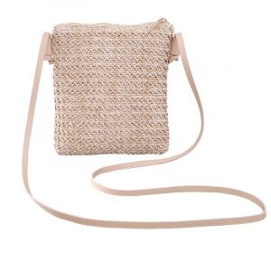 YFZCLYZAXET Sac De Plage en Paille Femmes Mode Sac De Paille Rotin Tissé Sac À Main Bandoulière Sac De Messager Tresse Petit Sac À Main Carré Boho Plage Beige (Steew, neuf)