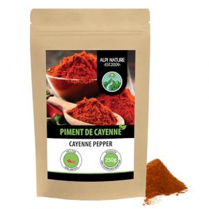 Piment de Cayenne moulu (250g), poudre de poivre de cayenne, 100% naturel, très piquant, piment de cayenne délicatement séché et moulu, sans additifs (Alpi-Trade, neuf)