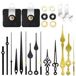 2 Pièces Mecanisme Horloge Murale, Mouvement d'Horloge Quartz, Silencieux Mécanisme Horloge Pile, avec 5 Paires différentes Horloge Aiguilles, Pour Remplacement et Rechange Bricolage D’Horloge (Au_Rain Store, neuf)