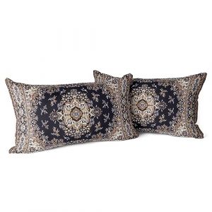 Snylcce Housse de Coussin 30x50cm Boho Ethnique Taie d'oreiller Lot de 2 Moderne Housses Coussins Mandala Motif Floral Taie Oreiller Boheme D&eacute;coratif pour Chambre Noir dor&eacute; (Sunycler, neuf)