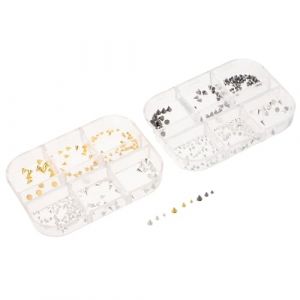 Gogogmee 2 Bo&icirc;tes Bo&icirc;te de Charms pour Ongles Punk M&eacute;tal Rivets D&eacute;coratifs Accessoires Nail Art Cr&eacute;atifs pour Manucure Femme Kit Bo&icirc;tes Style Gothique et Clous Pointus (Xiaanmall, neuf)