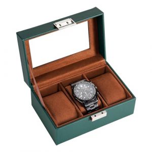Procase Boite &agrave; Montre Antichoc, Coffret Montre Homme avec 3 Emplacements Coussins Montre, Rangement Montre avec Couvercle en Verre, pour Passionn&eacute; d&rsquo;Horlogerie -Vert (ChangBo Store, neuf)
