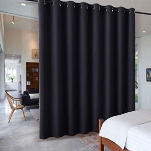 PONY DANCE Rideau Occultant Paravant - Séparateur de Pièce Partition Cloison Protection la Vie Privée pour Maison Chambre Salon Coulissant à Oeillets, L 457 x H 274 cm, Noir, 1 Panneau (RYB HOME EU, neuf)