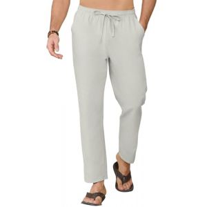 CheChury Pantalon Homme en Lin et Coton Ete Pantalon Decontracte avec Poches Cordon Pantalon Ample Yoga Pants Casual Pantalon de Plage Léger Respirant Pantalon d'Été Long Pantalon Homme Sport (Sofenny, neuf)
