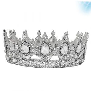 Mikikit Couronne Mariage Argent&eacute;e Blanche Diad&egrave;me Baroque pour Accessoire de Robe de Mari&eacute;e Femme Ornement de Cheveux Chic pour F&ecirc;te et C&eacute;r&eacute;monie (Famidago, neuf)