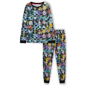 Pokémon Ensembles de Pyjama Garçon et Ado Set Long PJs Doux et Respirant Pyjama Pikachu Enfant Loungewear Cadeau Anime Cadeau Garçon (13-14 Ans, Noir AOP) (Get Trend., neuf)