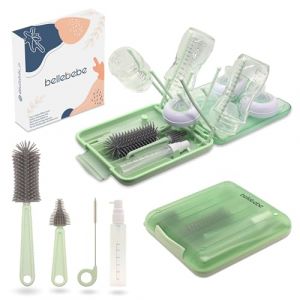 BELLEBEBE Ensemble Goupillon Biberon avec Égouttoir - Brosse et Sèche-Biberon Portable - Sans BPA - Pliable et Compact (BELLEBEBE, neuf)