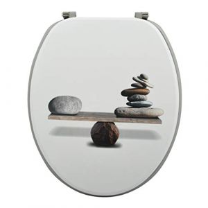 MSV - Lunette WC et Abattant Cœur MDF Spirit - Charnières Acier Inoxydable - Taupe - 42.5 x 36.5 x 5 cm - Design Intemporel - Résistant à l'humidité - Facile à nettoyer (Bath & Home, neuf)