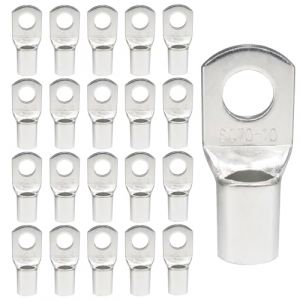 20 Pi&egrave;ces Cosses de C&acirc;ble - Cosse Tubulaire 70mm&sup2; & Cosse Annel&eacute;e M10 en Cuivre &Eacute;pais Zingu&eacute;, Pour installations &eacute;lectriques industrielles et automobiles, Non isol&eacute;es(Argent&eacute;, SC70-10) (QidarusXL-FR, neuf)