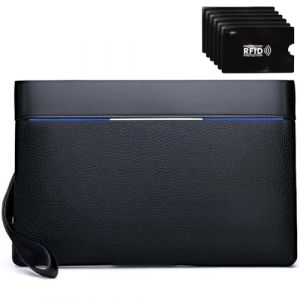 Eshow Pochette Homme Cuir PU, Sacs &agrave; Main Homme avec Dragonne Petite Sacoche D'affaires Portefeuille Hydrofuge L&eacute;ger Pour Voyage Loisirs Bureau (HomyFy, neuf)