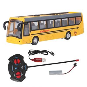 Ozgkee Jouet de Bus Télécommandé, Haute Simulation dans Toutes Les Directions Conduisant Un Bus Scolaire RC Rechargeable pour Les Enfants(Jaune) (Wintermoon plum, neuf)