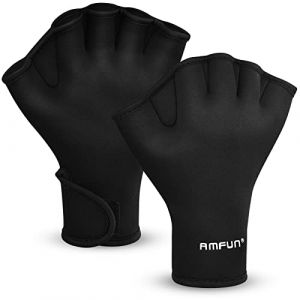 AMFUN Gants de Natation, Gants Aquatiques, Palmés en Néoprène Gants Aquatiques Résistant à l'eau Gants d'entraînement de Natation Durable Gants de Plongée Homme Femme pour Nage Surf Piscine (Riyuu, neuf)