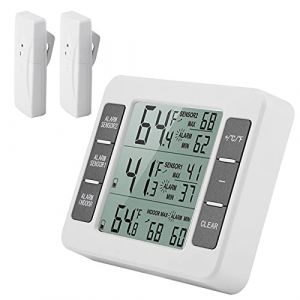 TOPINCN Thermom&egrave;tre De R&eacute;frig&eacute;rateur Cong&eacute;lateur Thermom&egrave;tre Digital Alarme Sonore Avec Capteur Sans Fil Min/Max &eacute;cran (Yunplsa, neuf)