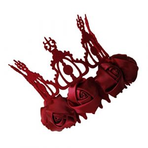 FRCOLOR couronne de reine rose hallowen rave party festival gala couronne fleur red Couronne de fleurs Rouge guirlande couronne de bal couronne de cheveux couronne Feutrine (White Beach, neuf)