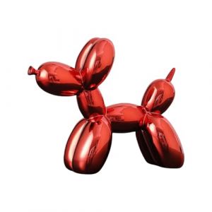 YOYUMI Sculpture Chien Ballon &eacute;lectroplaqu&eacute;, Ornement de Luxe, Statue en r&eacute;sine pour Salon, Chambre &agrave; Coucher, d&eacute;coration de Bureau, Finition Miroir Brillante, Rouge 18 * 20 * 9 cm (YOYUMI, neuf)