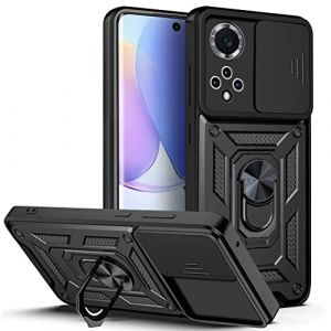 DESSEN Coque pour Huawei Nova 9/Honor 50, Housse en Silicone Souple TPU/PC et Cover Objectif, &Eacute;tui avec Support Magn&eacute;tique Anneau Rotatif &agrave; 360 Degr&eacute;s Case. Noir (Woshanya, neuf)