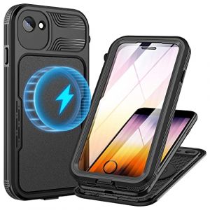 Lanhiem Coque pour iPhone SE3(2022)/SE2(2020)/8/7 Étanche - Antichoc Incassable 360 Intégrale [avec Protection Écran+Camera] IP68 Waterproof Magsafe Chantier Antipoussière - Noir (LanhiemDirect FR, neuf)