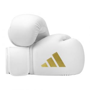 Adidas Speed 50 Gym Entra&icirc;nement de Remise en Forme Sparring Kick Boxing Gants Hommes Femmes Enfants 6oz 8oz 10oz 12oz 14oz 16oz, Mixte, Gants de Boxe, ADISBG50, Blanc/dor&eacute;, 18 cl (DragonSports, neuf)