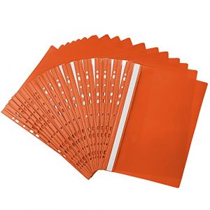 Netuno 20x chemise à lamelle perforée orange A4 dossier rapide chemise à levier en plastique classeur en plastique classeur rapide A4 chemise de présentation chemise avec couverture transparente (netuno, neuf)