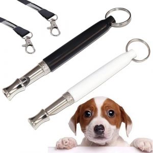 SSKHE 2 PCS Sifflet Ultrason Chien Anti Aboiement, Sifflet Chien Rappel R&eacute;glable Haute Fr&eacute;quence avec Lani&egrave;re &ndash; Accessoires Dressage Professionnel pour Chiens et Chats (SSKHE, neuf)