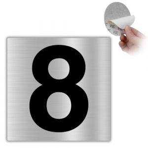 LEIASA | Numéro Autocollant Maison - 10x10 cm - Aluminium - N° 8 - Numéro Appartement Hôtel - Numérotation Portes - Intérieur et Extérieur - Numéro de Porte - Numéro 8 (Numéro 8) (LEIASA, neuf)