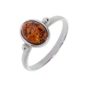 Bague fabr.européenne style français. Argent rhodié Ambre naturelle - modèle 2606-B, taille 48 (ARTIPOL France, neuf)