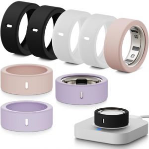 Hexasider Lot de 8 coques de bague compatibles avec bague Oura Gen 4/4 en c&eacute;ramique/Gen 3/Ultrahuman - Coque en silicone souple anti-rayures pour homme et femme (taille L pour 12/13/14/15) (GSLP Ltd, neuf)