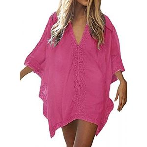 JFAN Robe De Plage Femme Ete Copricostumi Maillot De Bain Chemisier Pareo Femme Plage - Taille Unique, Rouge (JFan, neuf)