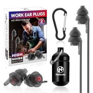 Bouchons d'oreille anti bruit 2 paires, Boules Quies de travail avec Cordon Détachable, Protection auditive pour Milieu Bruyant ou Stressant, Prévient les lésions auditives, Réutilisable Ear Plugs (Myagape, neuf)