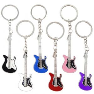 KUMSODE 6 Pcs Porte-clés Guitare, Mode Métal Porte-clés Guitare, Porte-clés Rock, Pendentif Clé Chaîne De Voiture Porte-clés, Mini Porte-clés en Forme de Basse pour Décoration Cadeau (GuangZhouZiYueXianShangMaoYouXianGongSi, neuf)