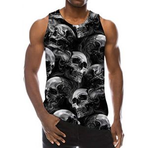 Loveternal Debardeur Homme Crâne 3D Imprimer Cool Graphic Skull Tank Top Fête Coloré Débardeur sans Manche Homme XL (Chuangjinghai, neuf)