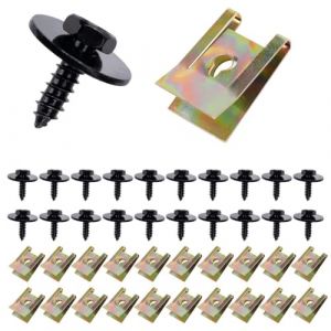 VONJUMA 20 Pièces Vis Et Écrous De Clips U Clips De Fixation Voiture Pour Dessous De Caisse Compatible Audi Volkswagen Acier Galvanisé Entretien Automobile (VONJUMA STORE, neuf)