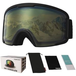 OUTDOORSPARTA Lunettes de sports de neige - lunettes de ski compatibles avec les casques pour hommes et femmes, protection 100% UV (7. Bordure noire, lentille jaune) (OutdoorSparta, neuf)