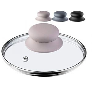 KADAX Couvercle en Verre avec Poign&eacute;e en Silicone et Anneau de Ventilation, Accessoire de Cuisine pour Po&ecirc;les, Marmites et Sauteuses (Beige, 18 cm) (KADAX, neuf)