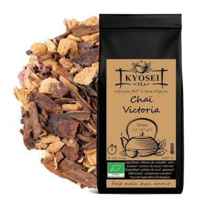 Kyosei Tea &ndash; Infusion Bio &ldquo;Chai Victoria&rdquo; &ndash; Vrac 100 g &ndash; Gingembre, Cannelle & Cacao &ndash; Th&eacute; Noir Darjeeling, Cardamome & Guarana &ndash; Sans OGM & Sans Gluten (Kyosei Tea, neuf)