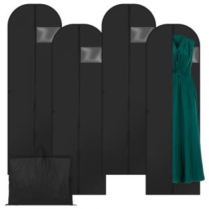 4 Pi&egrave;ces Housse Vetements &agrave; Suspendre, Housse Robe de Mari&eacute;e Pliable 180cm x 60cm avec Fermeture &Eacute;clair Glissante, Housse Robe Longue Anti-Usure pour V&ecirc;tements Longs et Robes de Soir&eacute;e (RANDA GEOMEN, neuf)