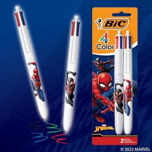 BIC Lot de 2 stylos &agrave; bille r&eacute;tractables 4 couleurs avec motif Spider-Man Marvel et pointe de 1,0 mm, encre assortie (NEXUSCORP LLC, neuf)