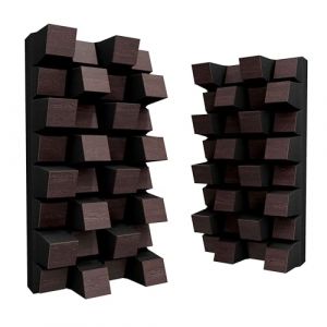 Lot de 2 diffuseurs acoustiques | Diffusion et absorption du son 2D | 25 x 50 cm | Panneau d'art mural | Contr&ocirc;le du bruit et r&eacute;duction de l'&eacute;cho | [SIRIUS-HALF | Weng&eacute;] (ATB-SOUND, neuf)