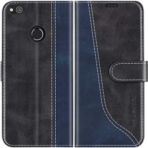 Mulbess Coque pour Huawei P8 Lite 2017, Etui a Rabat, Housse en Cuir, Pochette de Protection Portefeuille, &Eacute;l&eacute;gant Noir (BLUE_BIRD, neuf)