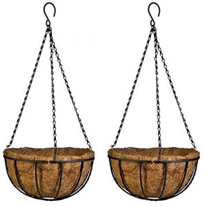 Esoes Panier de Fleurs à Suspendre en Fibre de Coco - Pot Décoratif Intérieur/Extérieur avec Support en Fer (TUEU Store, neuf)