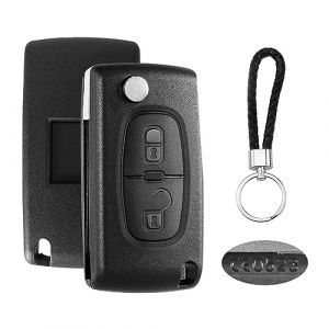 BouGPeng 2 Boutons Coque de Clé de Voiture Compatible avec Peugeot CE0523 207 307 308 407 607 608 Partner Citroen C2 C3 C4 C5 C6 Boîtier Clé Télécommande Clef de Voiture de Remplacement (JUTong, neuf)