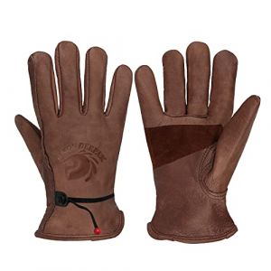 OLSON DEEPAK Gants de travail en cuir pour la construction, la cour, le jardinage, gants de travail en cuir pour homme et femme (marron-01, L) (OLSON GLOVE, neuf)