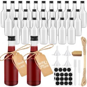 Furuising 28 Pi&egrave;ces Bouteille Miniature en Plastique, 100ml Mini Bouteille de Liqueur, R&eacute;utilisables Bouteilles Miniatures Vide avec Bouchons &agrave; Vis, Stylo, Pendentif, Entonnoir pour Mariages, F&ecirc;tes (Furuising, neuf)