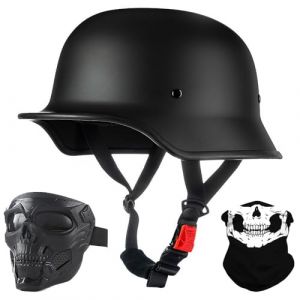 Style Allemand Demi Casque De Moto, Casque Jet Rétro, Casque Bol Moto Homologué ECE, Casques Vintage à Face Ouverte, avec Doublure Intérieure Amovible, pour Vélos Motos Scooter (lvliangshilishiquyufeizonghedian, neuf)