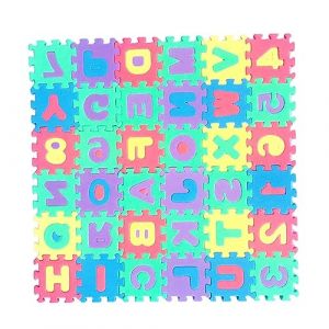 YUNFANG Tapis pour Tout-Petits,Tapis de Jeu &agrave; 36 tuiles pour Sol - Tapis de Jeu durables pour Sol, Tapis en Mousse pour Apprendre l'alphabet et Les Chiffres, Attirer l'attention des (weantall, neuf)