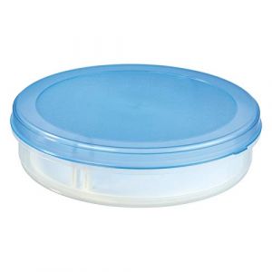 Lot de 2 bo&icirc;tes &agrave; tarte aux fruits Sunware Gallery Line - 5,8 l - Avec insert de levage - Diam&egrave;tre : 35 cm - Transparent/bleu transparent (IwonaTEC, neuf)