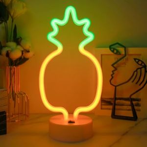 JEMESI Ananas - Veilleuse LED ananas - USB / batterie - Avec socle pour chambre à coucher - Veilleuse pour chambre, fête, mariage, anniversaire (JEMESI-FR, neuf)