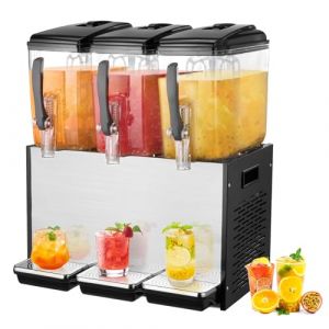 VEVOR Distributeur de Boissons Commercial 3 Réservoirs de 12 L, Fontaine à Eau 370 W, Distribution de Jus Limonade Thé Glacé, Température de Refroidissement 7-12 ℃, pour Restaurant, Hôtel, Café (Giaticia, neuf)